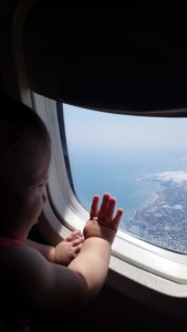 Emi at the plane window